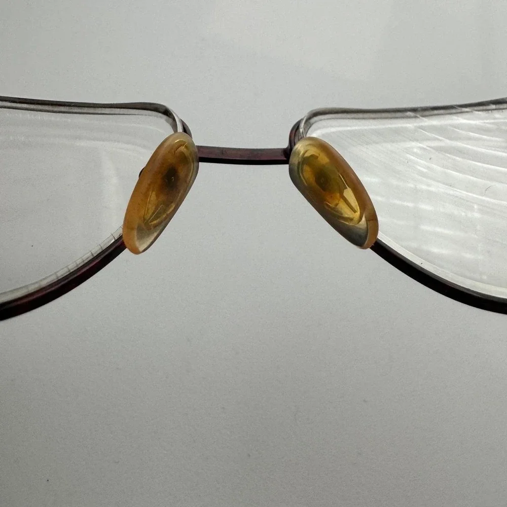 Logo Paris Frame France LM130 Rectangle Eyeglass Frames Burgundy Metal Y2K Vtg